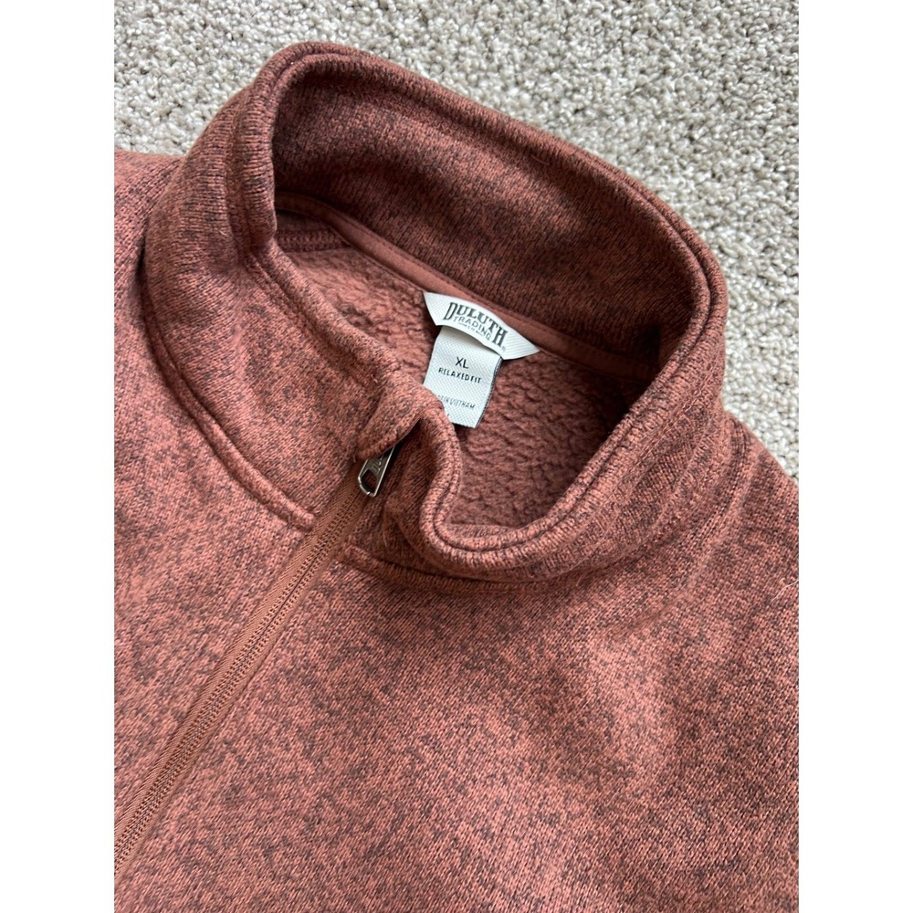 Duluth Trading Co Mens XL Relaxed Fit Fleece Vest Full Zip Rust Brown